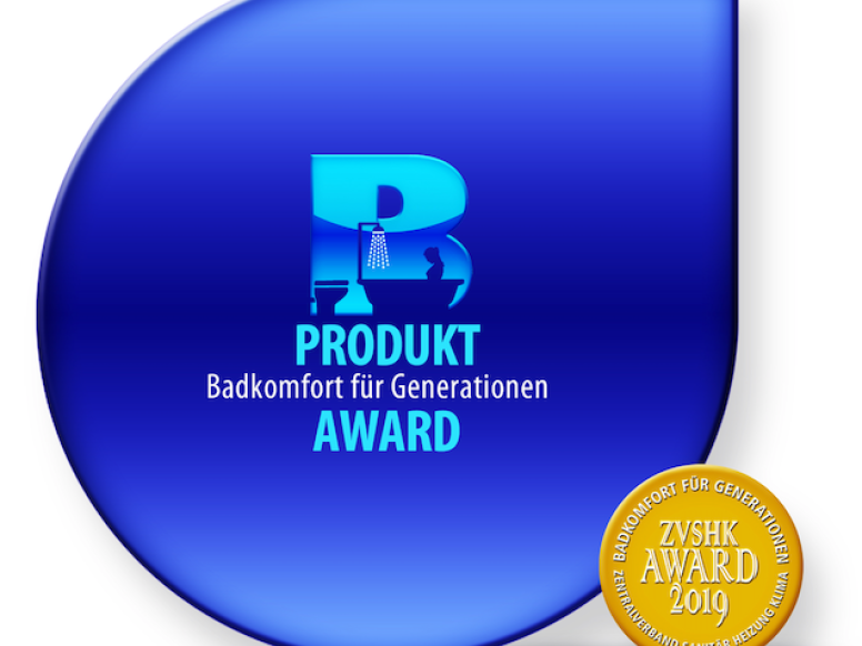 Logo des ZVSHK Produkt Award Badkomfort für Generationen 2019
