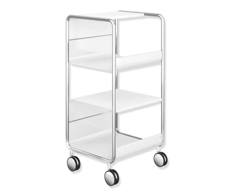 Side trolley in the colour white for hotels