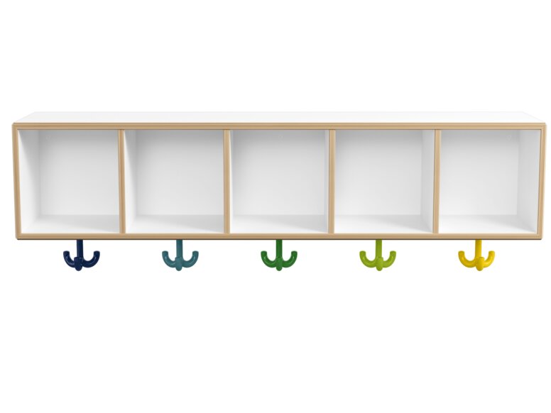 Row module with coat hooks