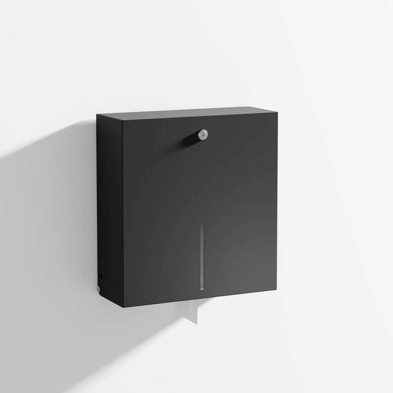 Paper towel dispenser in the colour black matt stainless steel